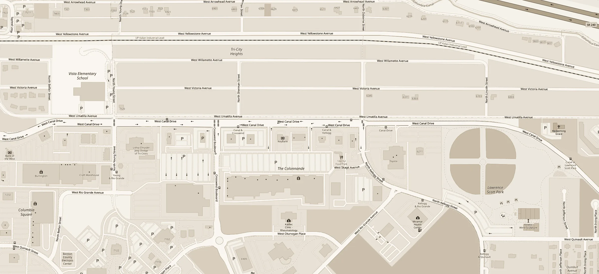 Mapa de The Colonnade en W Canal Dr, Kennewick, WA, donde está Statement Barbershop & Salon
